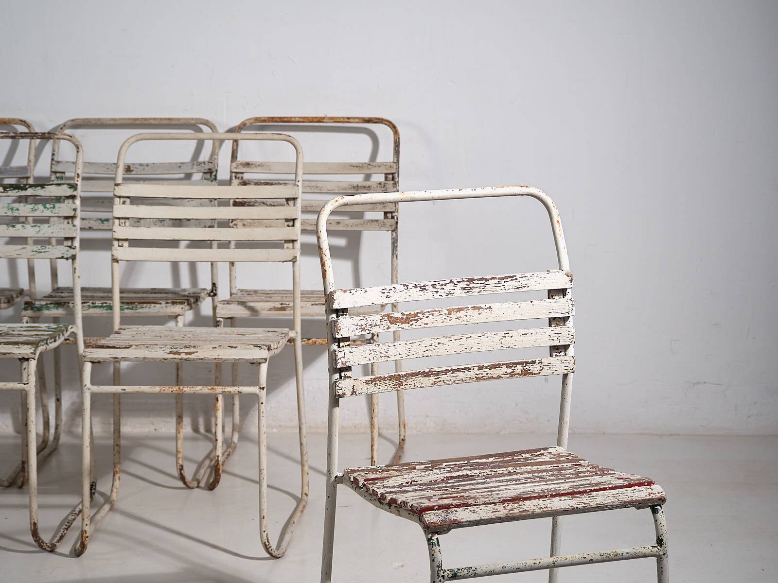 Antique white outdoor chairs (circa 1920). Set of 4