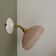 Vintage pink Clichy glass wall lamp with shade