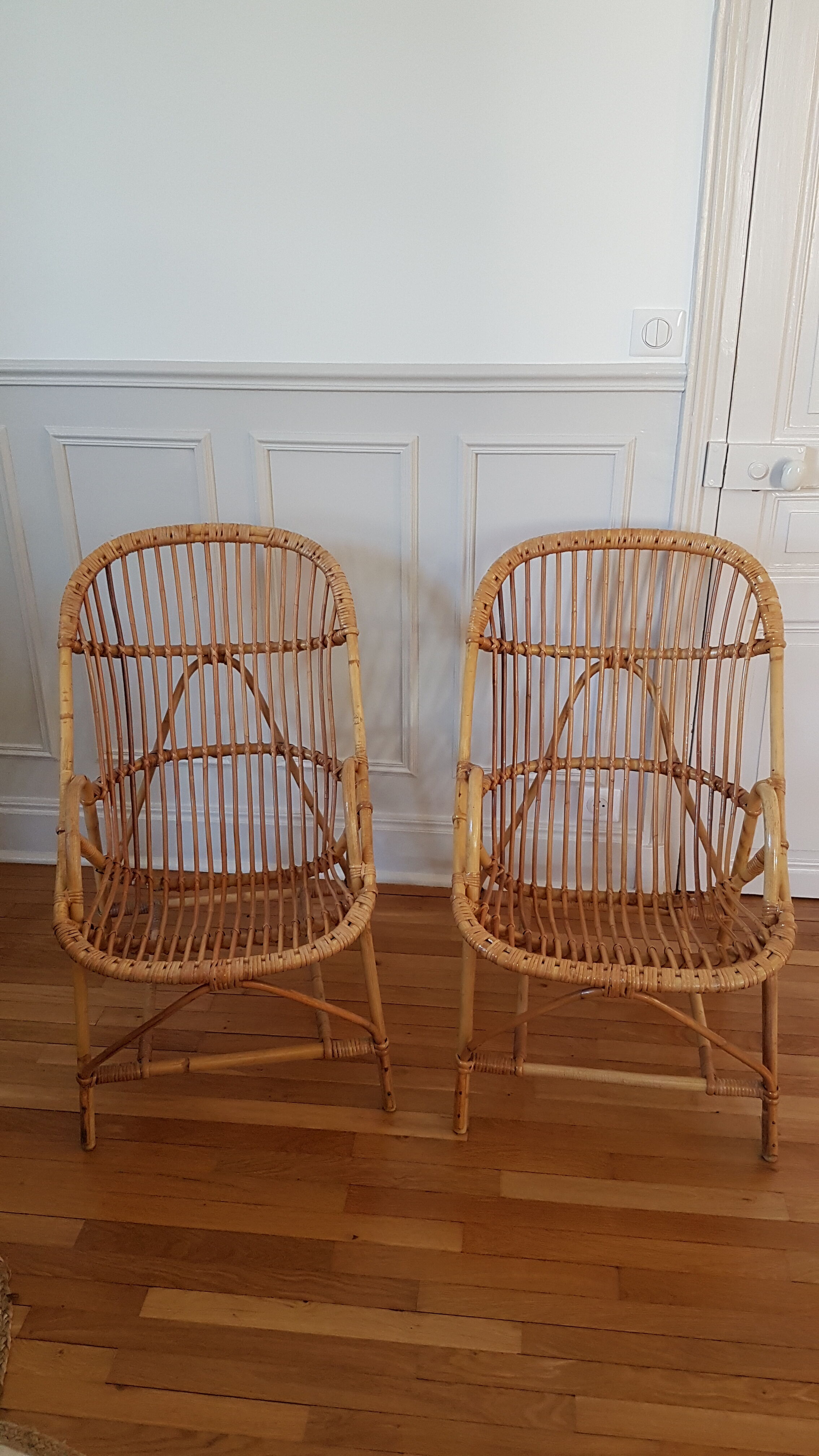 Pair of rattan armchairs