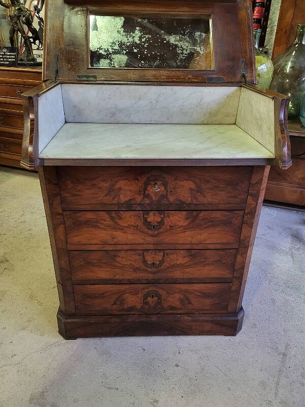 dressing table 4 drawers marble top in mahogany from the 19th century
