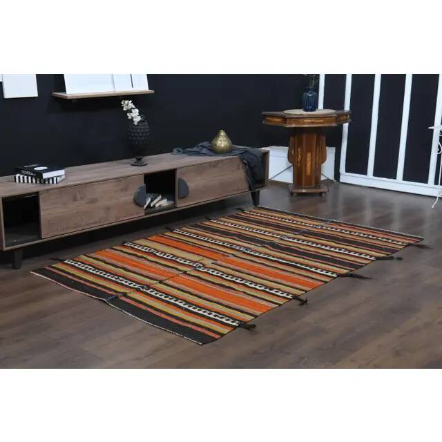 Vintage Turkish Oushak Handmade Wool Cotton Orange Area Rug 147x229