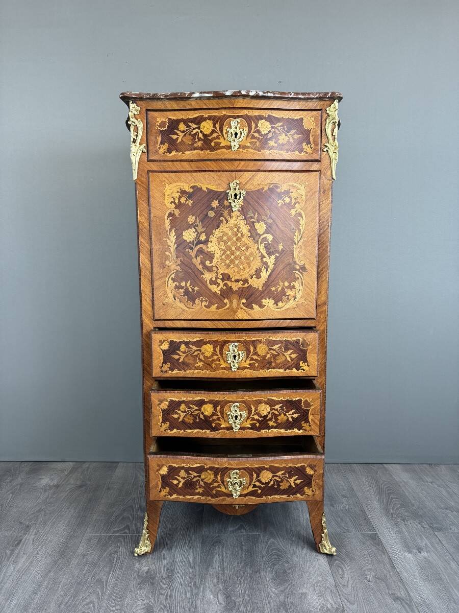 Louis XV marquetry secretary, Napoleon III period