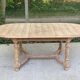 Table de ferme ronde ovale extensible rénovée en bois brut 210cm