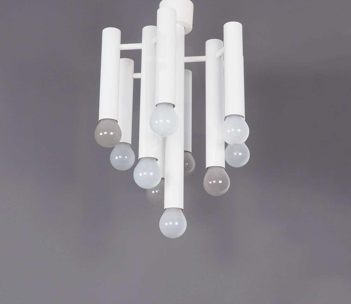 Plafonnier en métal blanc par Temde, années 1970