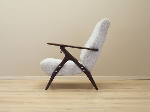 Fauteuil en hêtre et tissu, années 1970 Italie