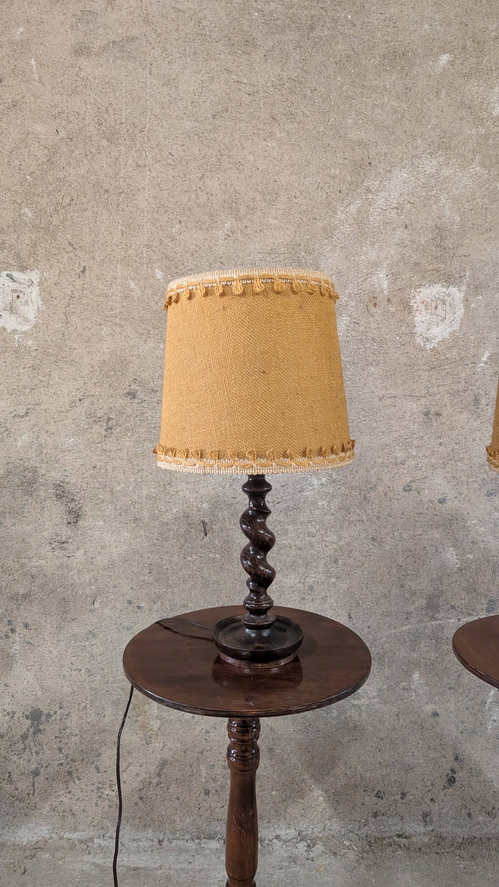 Pair of turned wood lamps