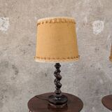 Pair of turned wood lamps