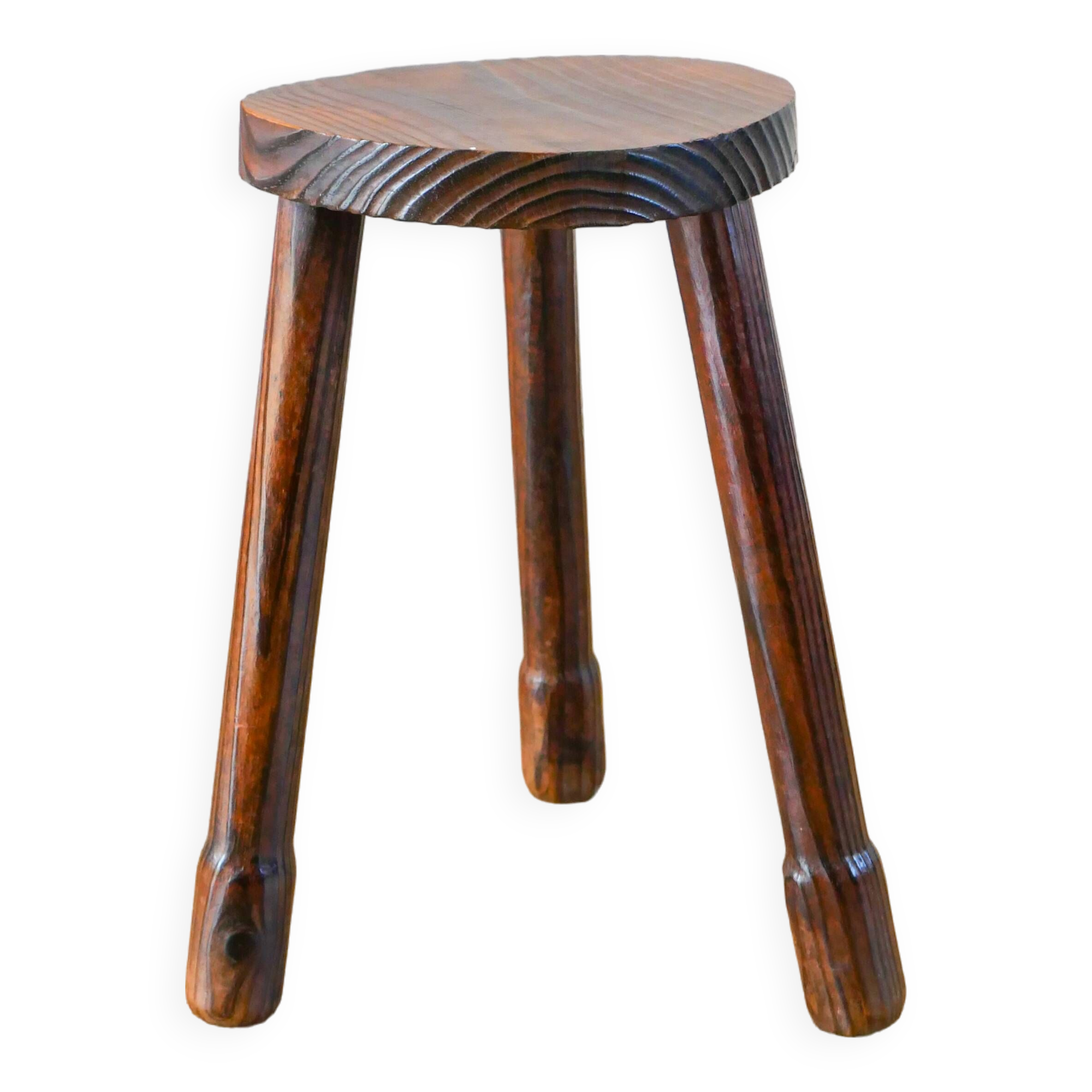 Tabouret tripode en bois, Brutaliste, Style Populaire, 1950