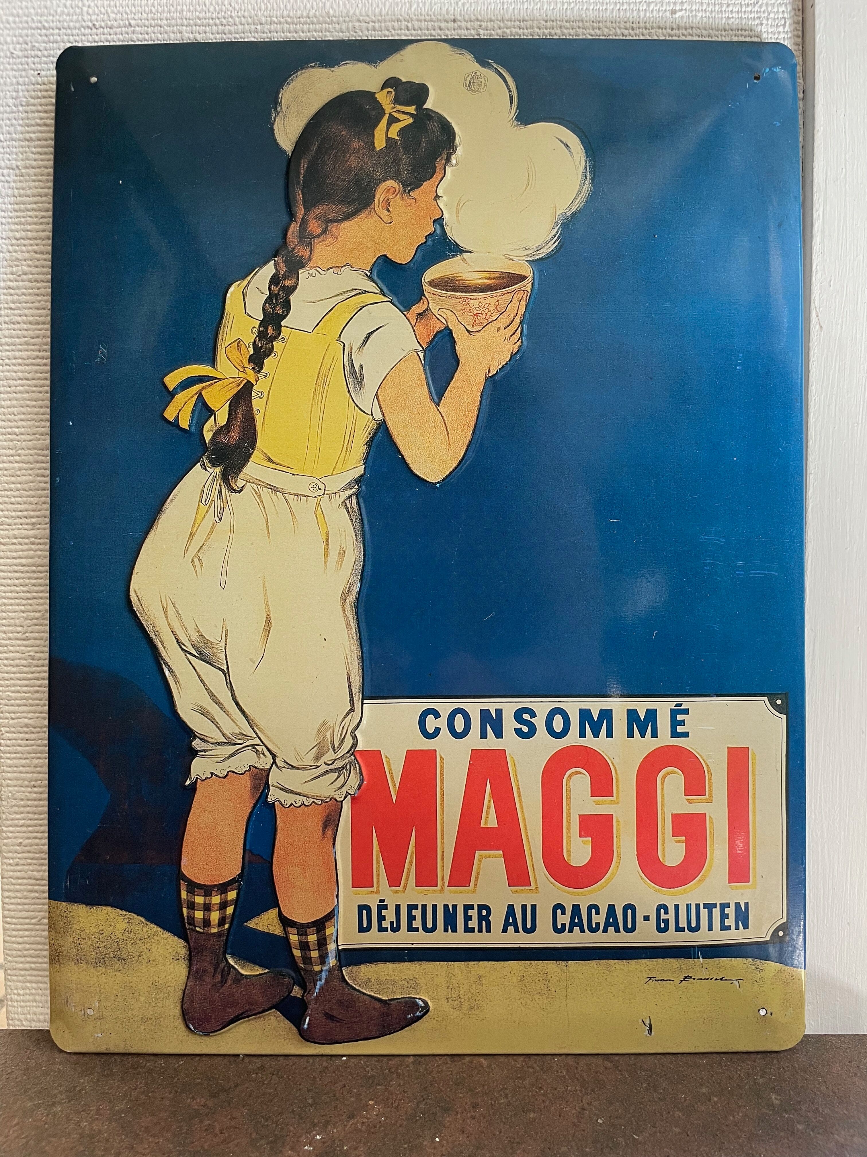 Enamelled plaque advertisement Maggie "consume Maggie cocoa-gluten lunch"