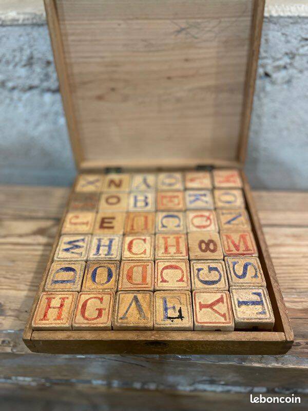 Wooden Alphabet Cubes Set - Vintage