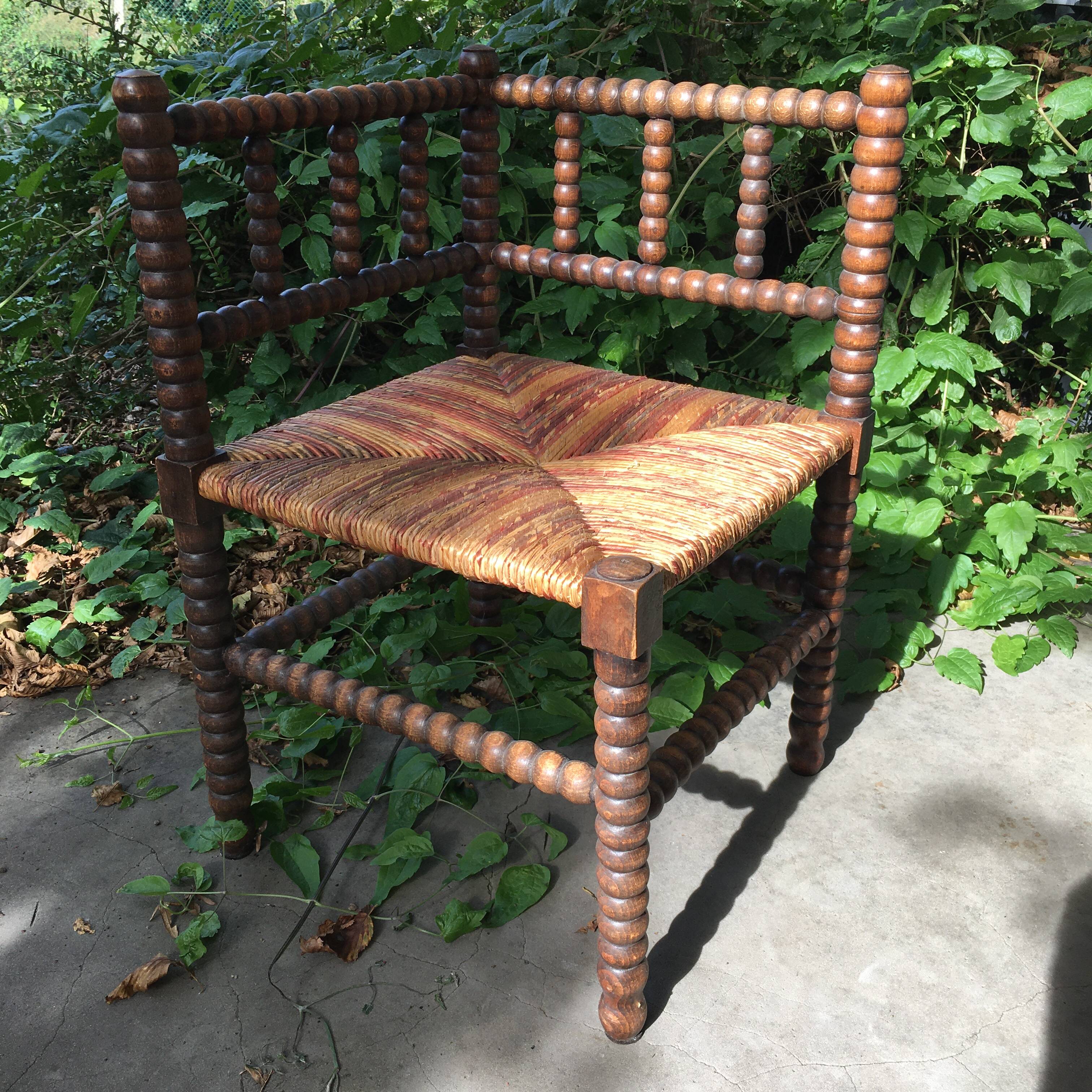 Pearl Turned Wood Corner Chair