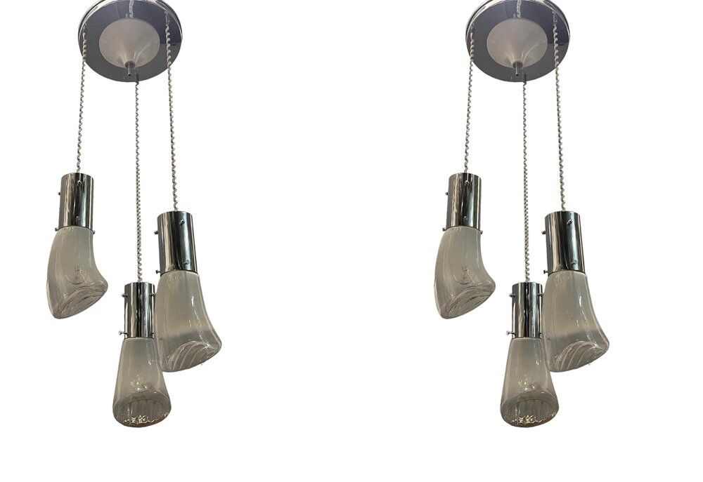 Mid-century murano glass pendant lights, 1970s, set of 2