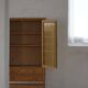 Danish oak display cabinet from the mid-century modern period with leaded glass, 1960s.
