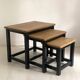 Nesting tables brutalist style solid oak 1960s
