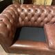brown leather 3-seater Chesterfield sofa