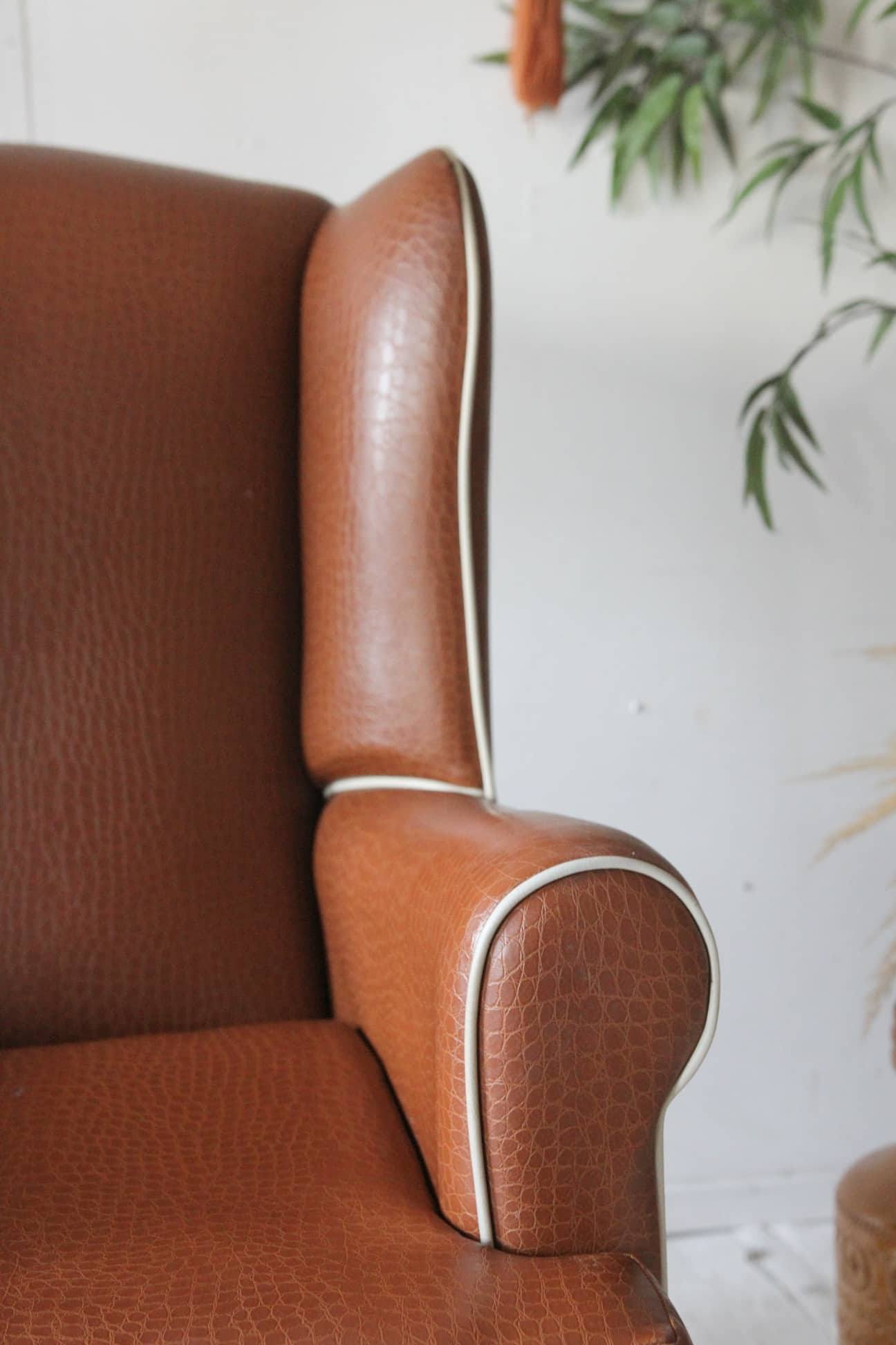 Chaise à dossier vintage marron