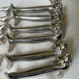 12 silver metal knife holders 6 dogs and 6 cats