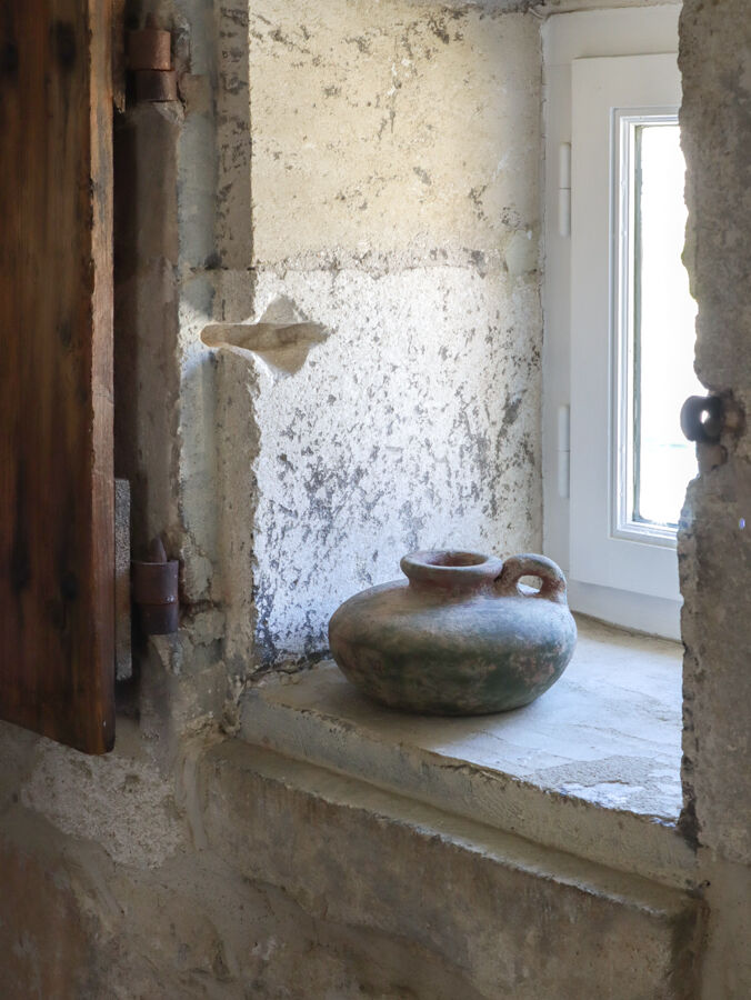Aged patina rustic vase green