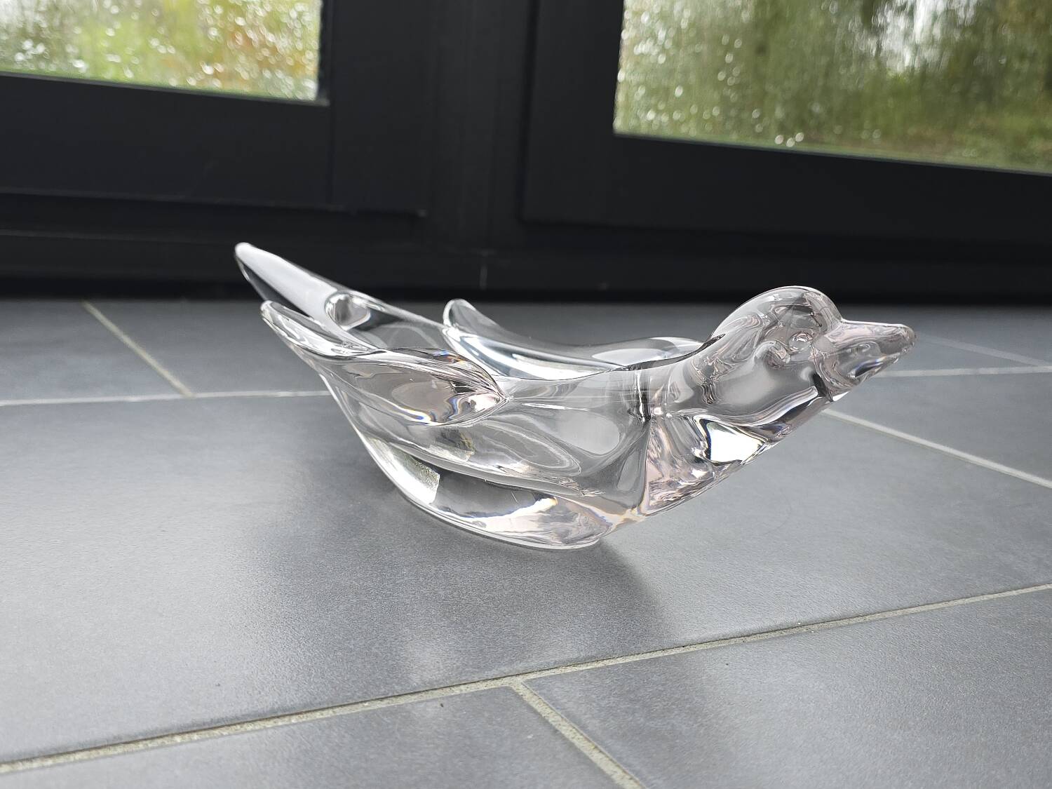 Plate, swallow bird ashtray in French glass from Vanne 1960.