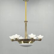 Art Deco chandelier with glass shade, Czechoslovakia, 1930s