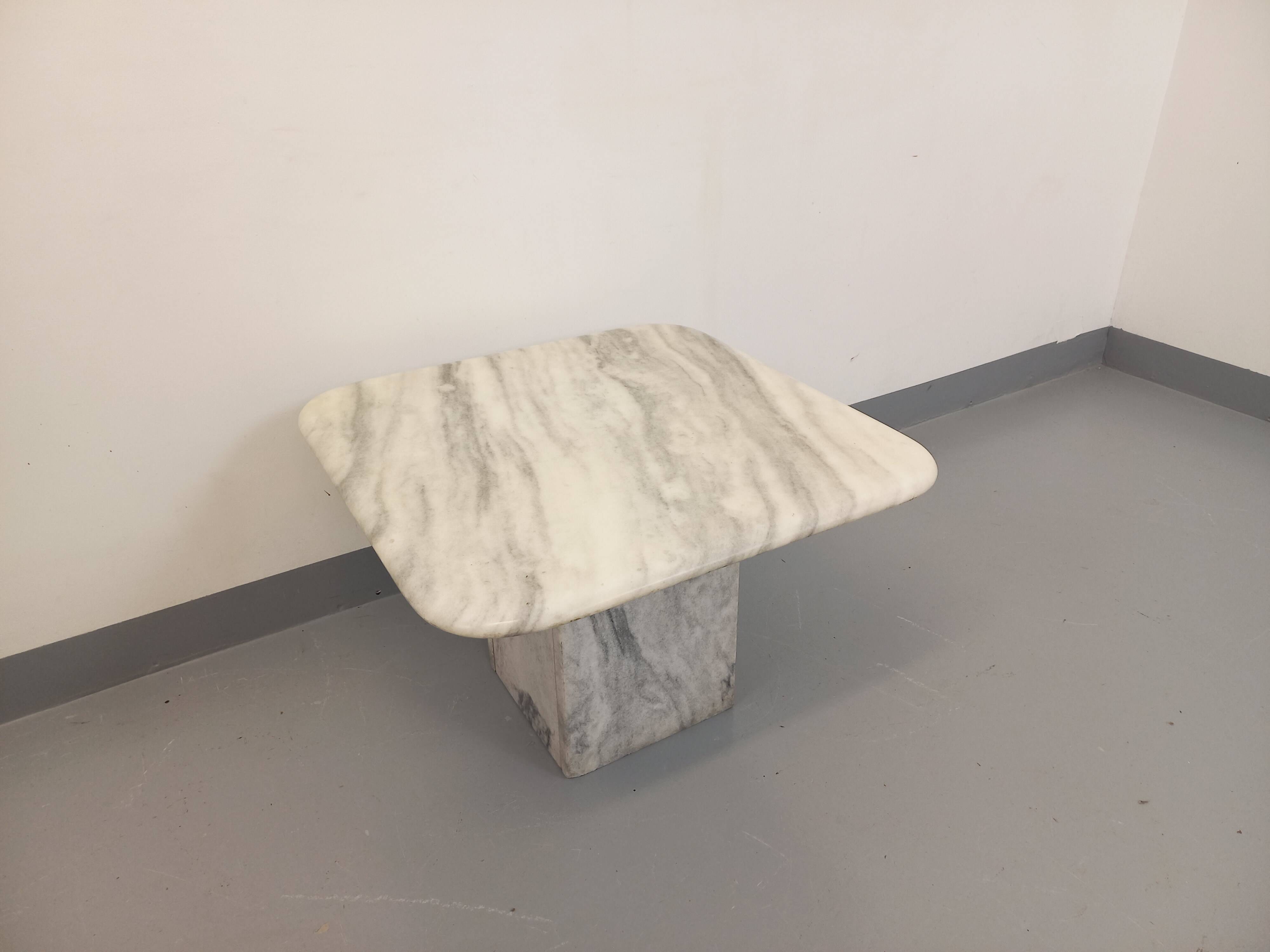 Vintage white marble coffee table from the 70s