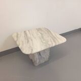 Vintage white marble coffee table from the 70s