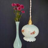 Vintage blue opaline tulip ride with flower design