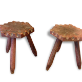 Set of two stools in wood of amaranth