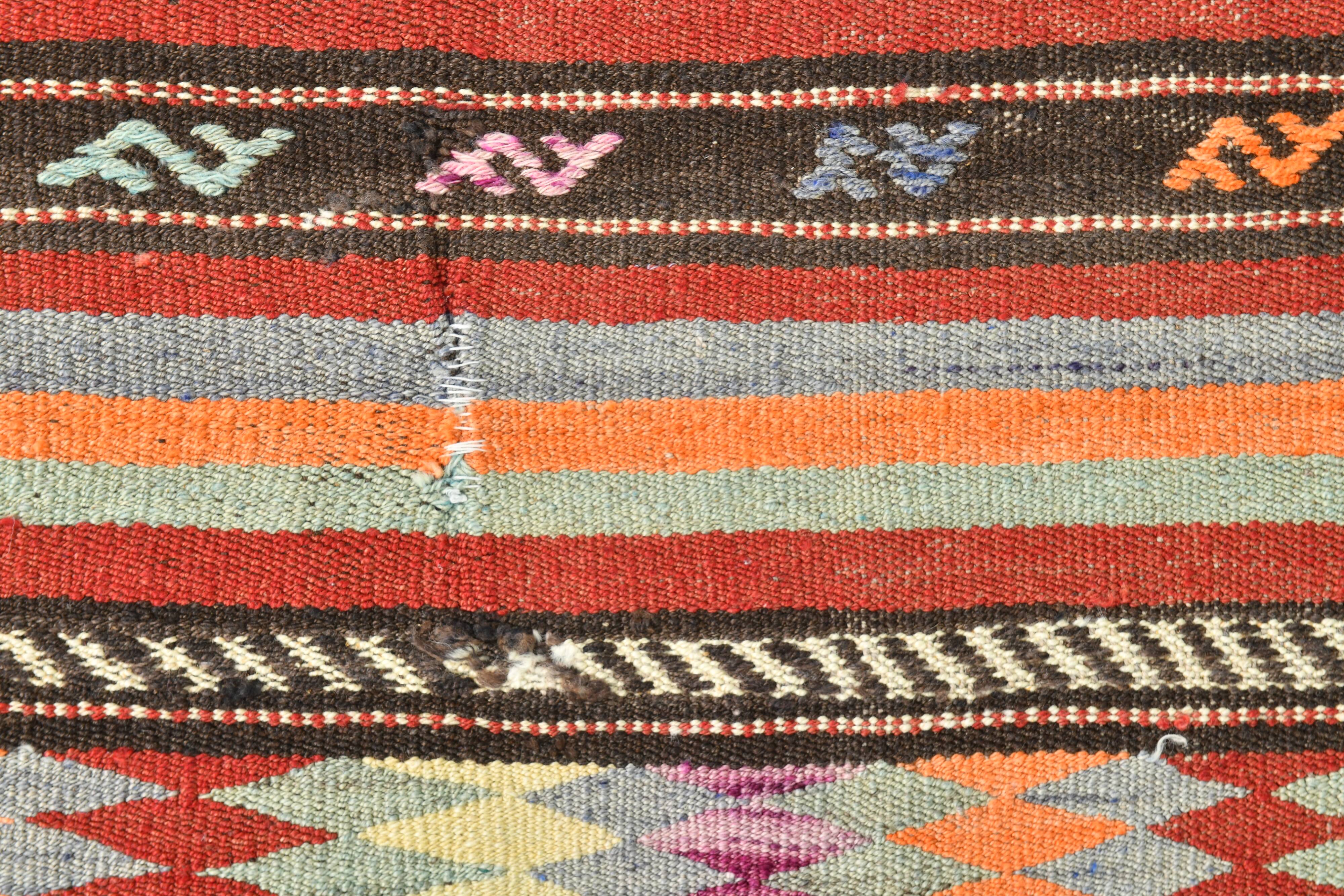 Muticolor Turkish Vintage Kilim Rug, 161x206Cm