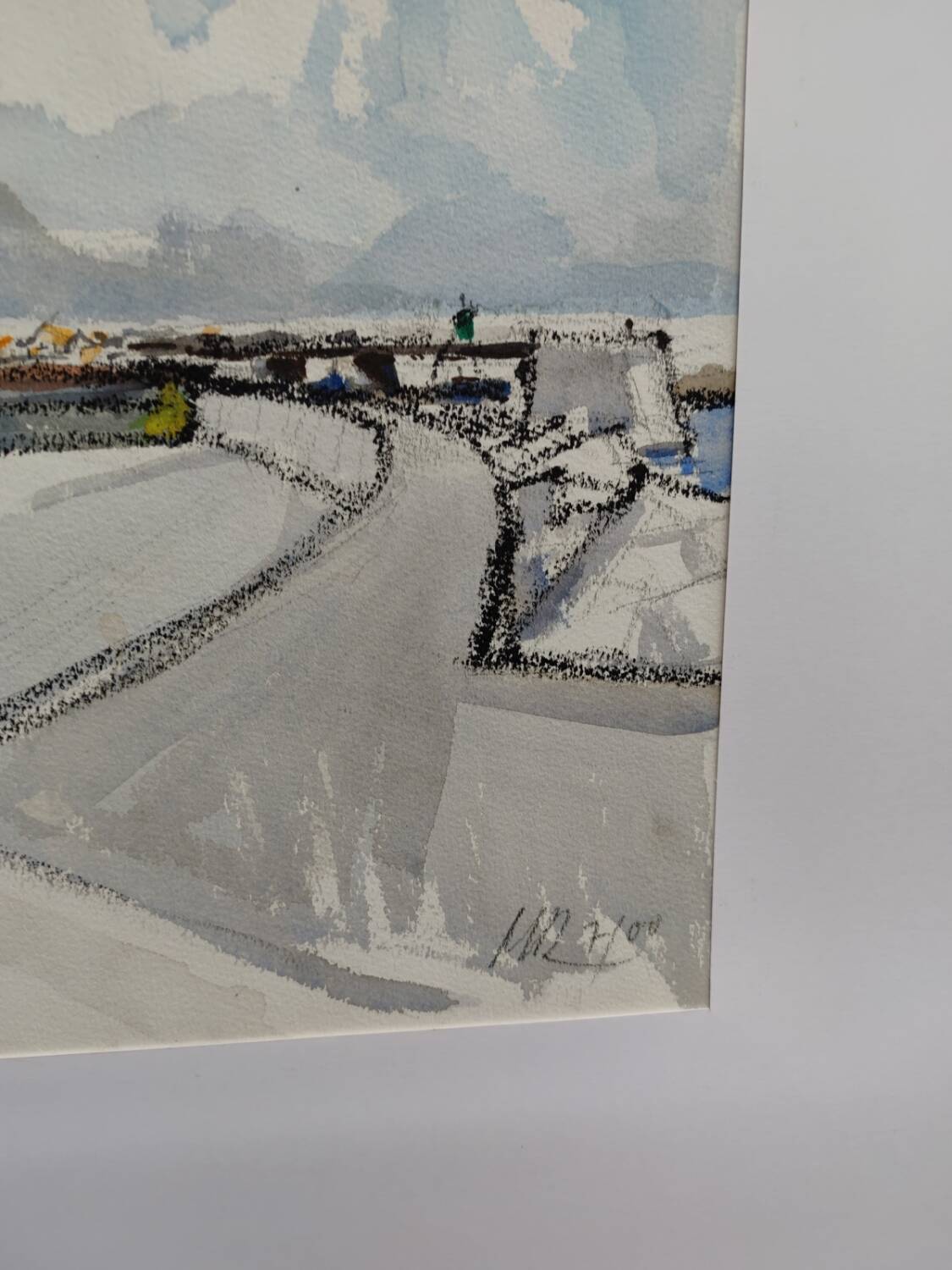 Watercolour by Michel Roubille. The island of Yeu 2000.