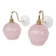 pair of vintage speckled pink and brass wall lights