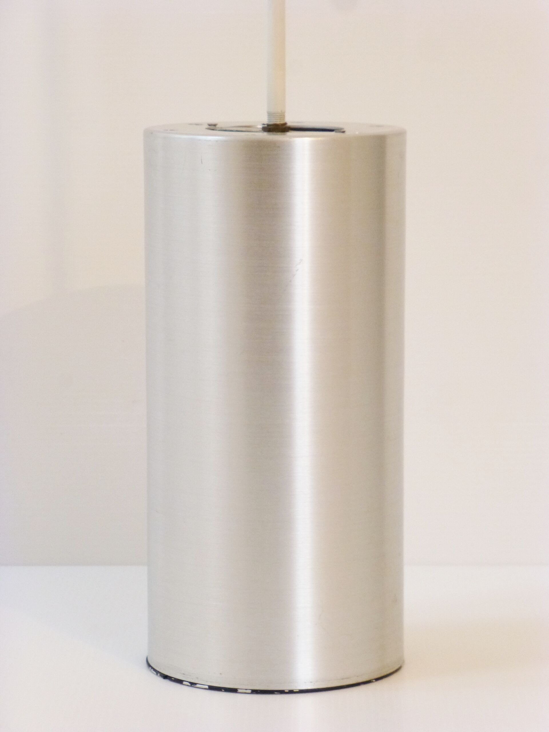 Great ceiling light chandelier cylinder in brushed steel 1970 vintage space age 70's funky seventies