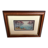 Petit tableau Marine huile sur panneau signée