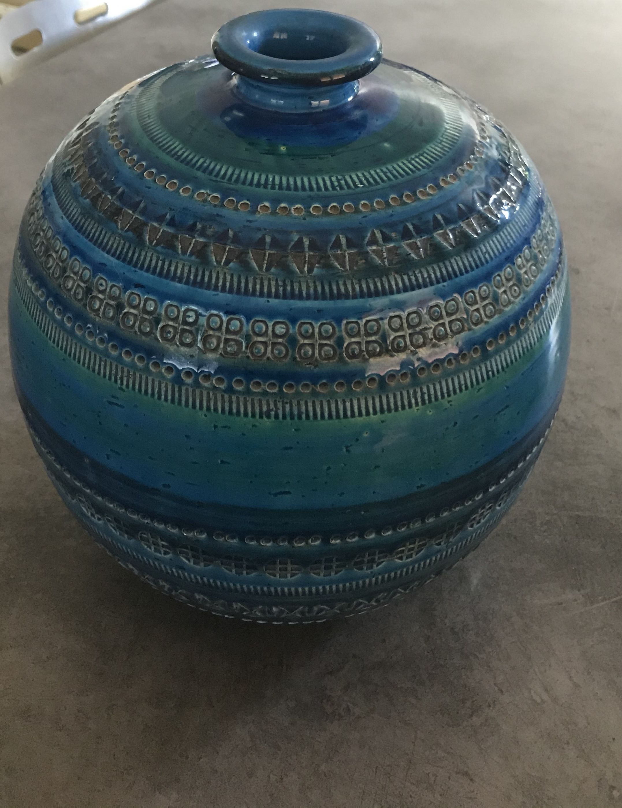 Vase ceramic blue Aldo Londi for Flavia Montelupo faïence vintage 60/70 italy