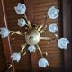 9-light gold metal foliage chandelier
