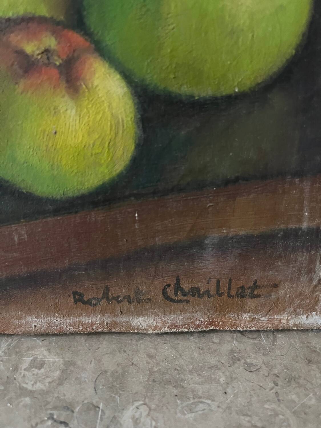Still life of apples and pears, signed Robert Chaillat