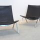 Fauteuils PK22 en cuir brun par Poul Kjærholm pour Fritz Hansen