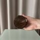 Vintage Sculptural Turned Wood Vase – Dark Hardwood – 20 cm