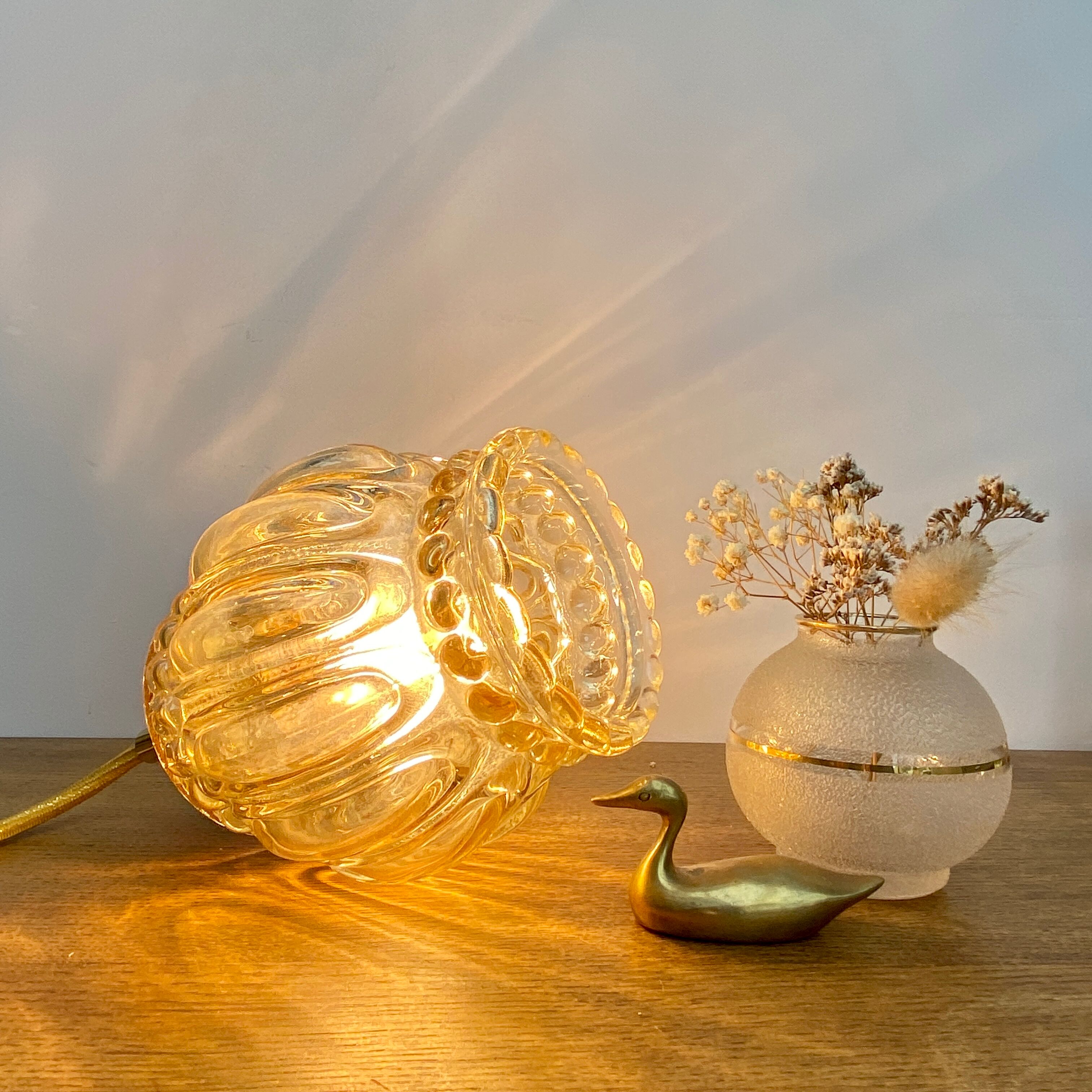 Vintage amber glass globe walker