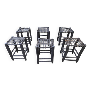 6 tabourets bois assise