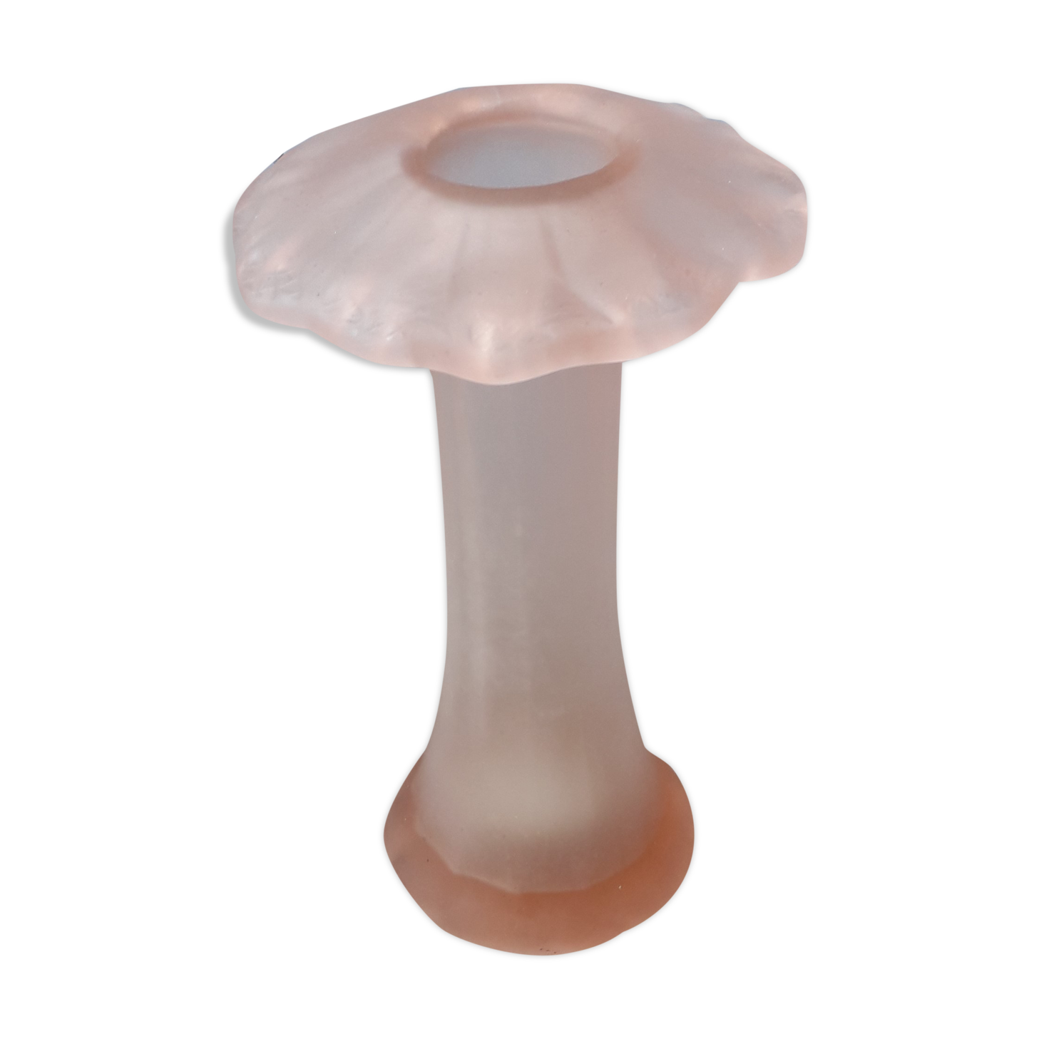 Mushroom-shaped vase in pink blown glass