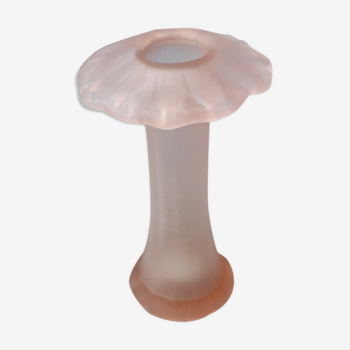 Vase forme champignon en verre soufflé rose