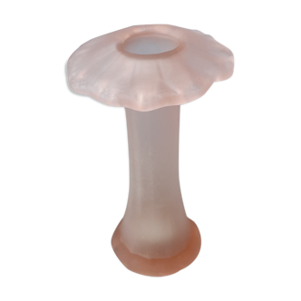 Vase forme champignon en verre soufflé rose