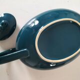 Vintage design teapot – cat model – duck blue glazed ceramic