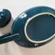 Vintage design teapot – cat model – duck blue glazed ceramic