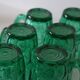 Ensemble de 6 mugs en verre, vert, vintage français, 1980