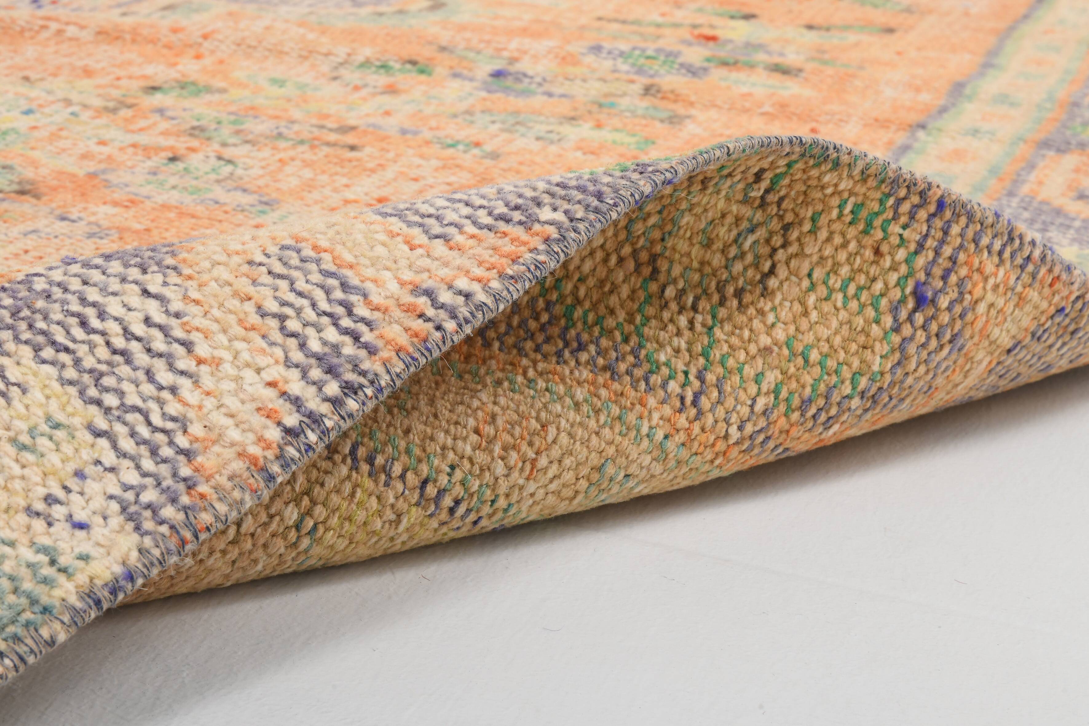 6x10 Peach Orange Classic Handmade Vintage Rug, 174x300Cm