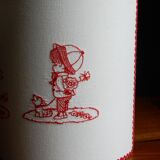 Wall lamp childish red embroidery 80s