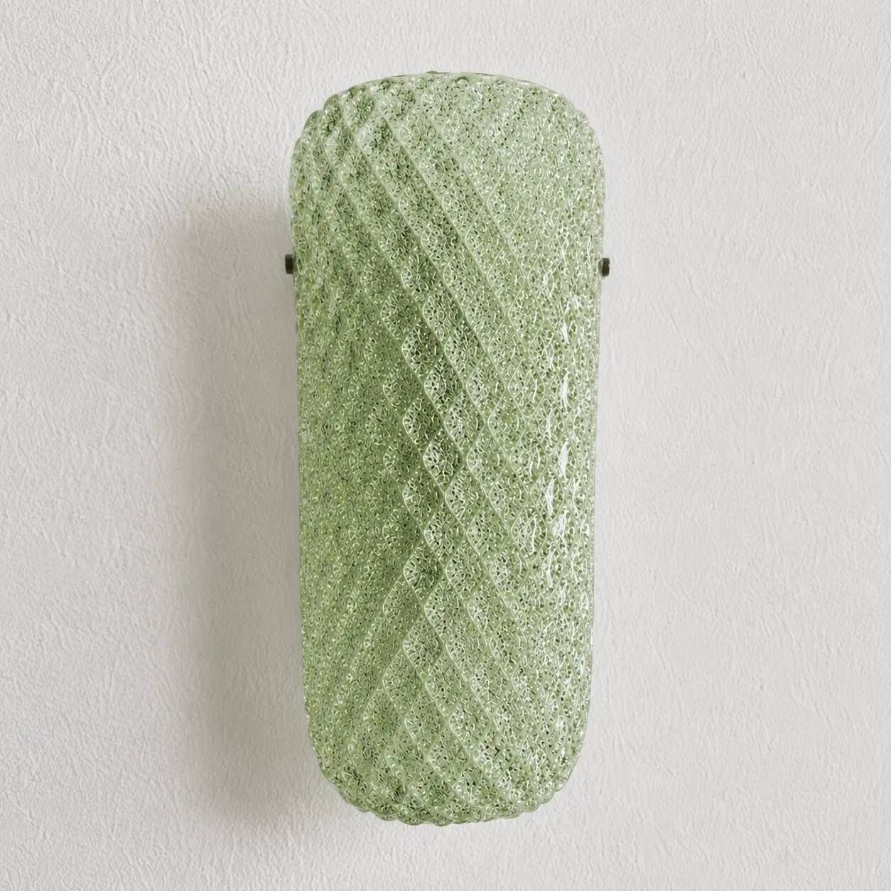 Set of Two Mid-Century Modern Green "Graniglia" Rombus Murano Glass Wall Sc