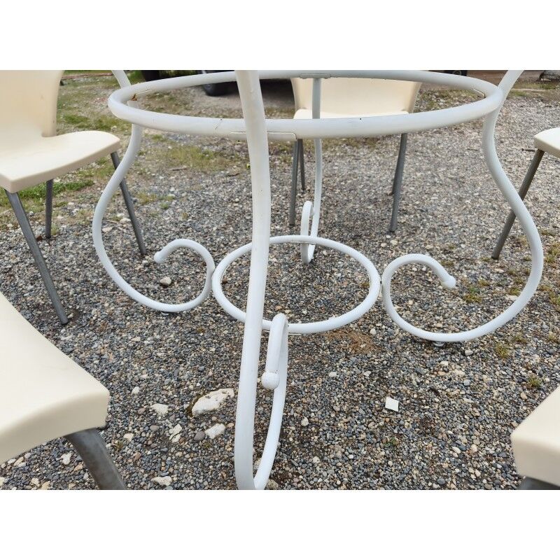 Salon de jardin fer forgé table + 5 fauteuils